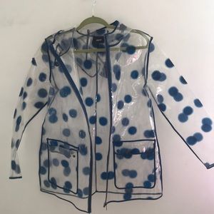 Asos blue polka dot rain coat.